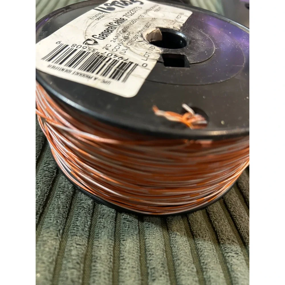 General Cable 24 AWG Solid Copper‎ Wire 100 FT Orange White